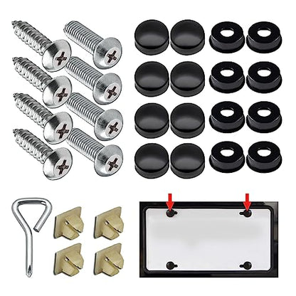 Anti Theft License Plate Screws, Tamper Resistant Mounting Hardware,1/4"(M6) Security Screw Set, Rust Proof Stainless Steel Bolts Fasteners Kit for Front Rear Frame Holder Mounting - color: Silver