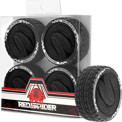 REDSPIDER RC Soft Rubber 1/10 On Road Tires 4PCS for Traxxas 4 Tec 2.0 Tamiya TT01 XV01 Kyosho WR8 Sakura WLtoys HPI HSP 1:10 RC Scale Touring On Road Racing Car Wheel Rims (Tire) - color: Tire