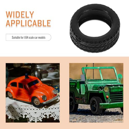8pcs 1:64 Scale Rc Car Rubber Tire, Replacement Tires for Miniature Cars, Easy to Install, Black, 0.43 * 0.43 * 0.19inch, for DIY Model Car Accessories