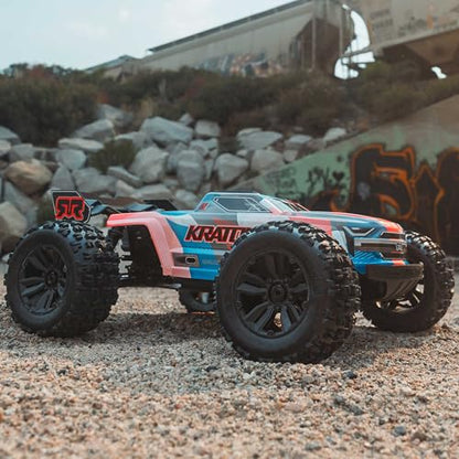 ARRMA RC Truck 1/8 KRATON 4X4 6S BLX BRUSHLESS V6 Speed Truck RTR (Lipo Battery and Charger Not Included) (Blue/Orange), ARA8608V6T1 - color: Blue/Orange