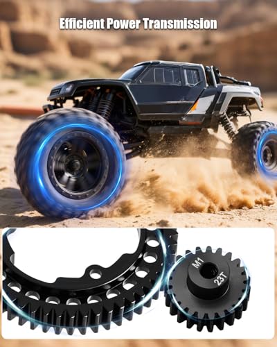 54T M1.0 Harden Steel Main Spur Gear with 23T Pinion Motor Gear Fit for Traxxas 1/10 Maxx 1/10 E-REVO 2.0 VXL 1/5 X-Maxx 1/7 XO-1 1/6 XRT Replace 6481X Hot Racing Spur Gear RC Cars Spare Parts - size: 54T+23T