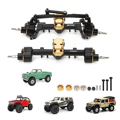 RCAWD Front Rear Portal Axle Set for Axial SCX24 Wrangler Bronco Gladiator C10 Deadbolt Crawlers Upgrade Parts (Black) - color: Black