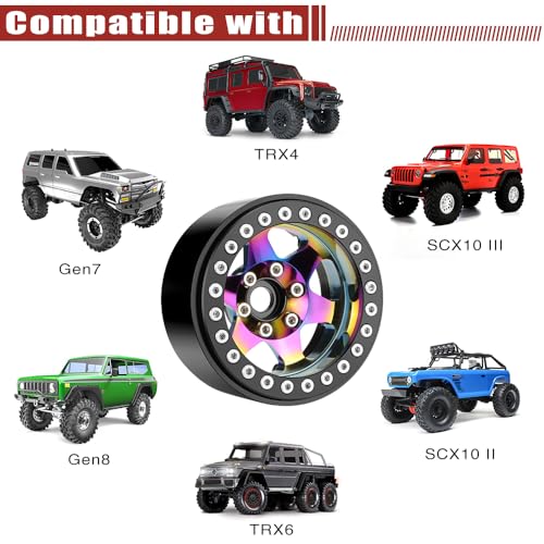 GLOBACT Rainbow 1.9 Beadlock Wheel Offset -10mm for 1/10 RC RC Crawler, A | Fits SCX10 TRX4 TRX6 Redcat Gen7 Gen7PRO Gen8 D90 VS4-10 - color: Neon Color-a