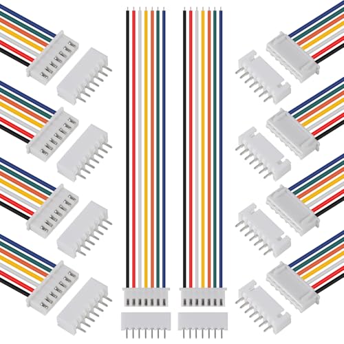 10Pairs JST-XH Connector Kit, XH 2.54mm 7 Pin Header Male and Female Connectors Plug Adapter with Flat Wire Cable 200mm 26AWG Compatible with JST XH (7P) - color: 7P