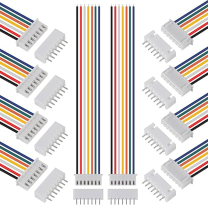 10Pairs JST-XH Connector Kit, XH 2.54mm 7 Pin Header Male and Female Connectors Plug Adapter with Flat Wire Cable 200mm 26AWG Compatible with JST XH (7P) - color: 7P
