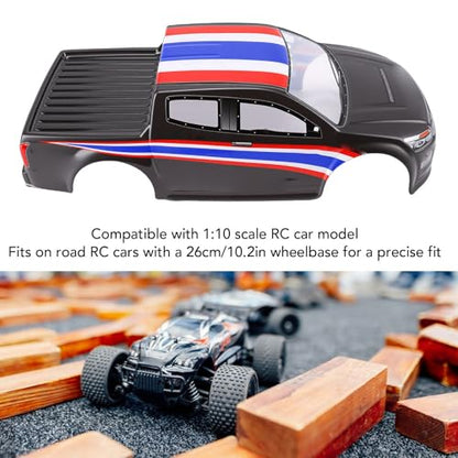 GOWENIC 1/10 Scale Clear Pattern RC Truck Body Shell Fit for 26cm Wheelbase PVC Material for Enhanced Protection of RC Car Components (Black) - color: Black