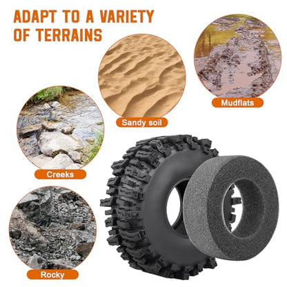 120mm 4.72'' Tall 1.9 Mud Slingers Tires Good Grip and 1.9 Beadlock Wheels Aluminum 1.9 Beadlocks for FCX10 TRX4 Axial SCX10 II UTB18 Capra Redcat Gen8 Gen7 VS4-10 1/10 RC Crawler (Color B) - color: Color B
