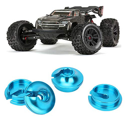 VGEBY 4Pcs Spring Retainers, Light Weight Aluminum Shock Retainers with Piston Heads RC Car Upgrade Accessory Fit for TRXXAS Slash 2WD RC Car Upgrade Accessory 3768(B Blue) Rc Lower Spring Retainer