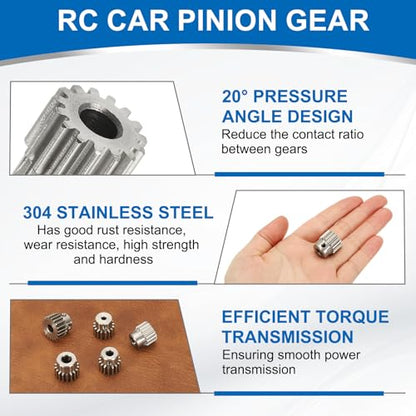 uxcell 2Pcs 1 Mod 15T Spur Gear 7mm Bore, 304 Stainless Steel Pinion Gear, 20°Pressure Angle, for Spur Rack and RC Model Car or Motor DIY(14mm) - size: 1 Mod 15T, 7mm x 14mm