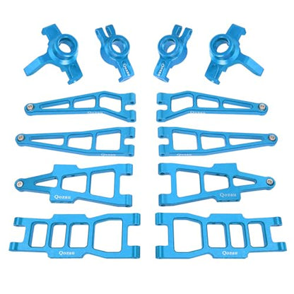 Aluminum Front Rear Suspension Arms Front Steering Knuckles Rear Hubs Kit for Haiboxing 1/12 RC Truck 903 903A 905 Upgrade Parts (Blue) - color: Blue