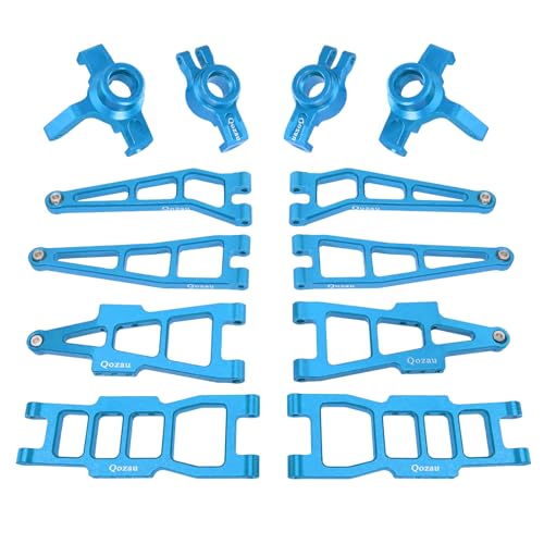 Aluminum Front Rear Suspension Arms Front Steering Knuckles Rear Hubs Kit for Haiboxing 1/12 RC Truck 903 903A 905 Upgrade Parts (Blue) - color: Blue