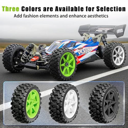 1/8 Scale RC Off-Road Buggy Tires & Wheels with 17mm Hex Foam Inserts Included, Compatible with ARRMA Typhon, LOSI, KYOSHO & More (Set of 4) - color: White