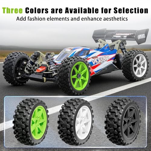 1/8 Scale RC Off-Road Buggy Tires & Wheels with 17mm Hex Foam Inserts Included, Compatible with ARRMA Typhon, LOSI, KYOSHO & More (Set of 4) - color: Green