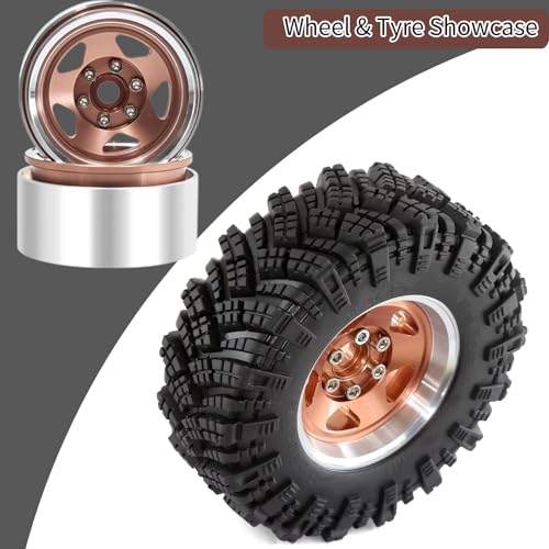 1.9 Beadlock Wheels, 4pcs Brown | Aluminum RC Rims Hub with Positive Offset 12mm Hex for 1/10 RC Crawler Axial SCX10 II III 90046 AXI03007 Traxxas TRX4 TRX6 - color: Five Models-brown