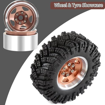 1.9 Beadlock Wheels, 4pcs Brown | Aluminum RC Rims Hub with Positive Offset 12mm Hex for 1/10 RC Crawler Axial SCX10 II III 90046 AXI03007 Traxxas TRX4 TRX6 - color: Five Models-brown