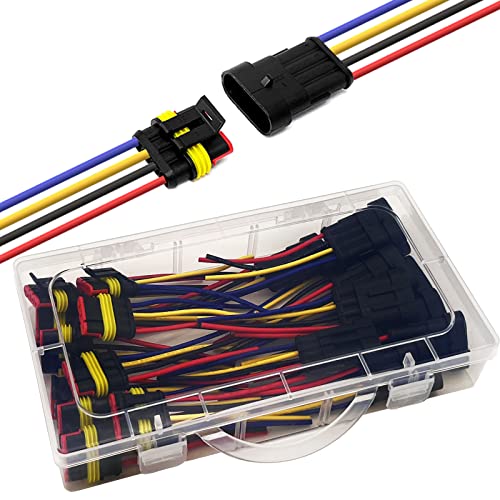 18 AWG 4 Pin Connector Waterproof Wire Connectors 4 Pin Automotive Electrical Connectors Quick Disconnect 4 Wire Connectors with 18 Gauge Wire (10 Kits) - color: 4 pin 10 sets, size: 18 AWG