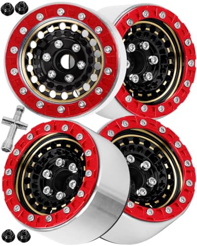 RC 1.9”Wheel Rims for 1/10 SCX10 90046 AXI03007 TRX4 TRX6 VS4-10 Gen7 Gen8 MST CFX D90 RC Crawler,1.9 Beadlock Super Heavy Brass & Aluminum Deep Dish Wheel Rims(4PCS) Black&Gold - color: Silver/4pcs