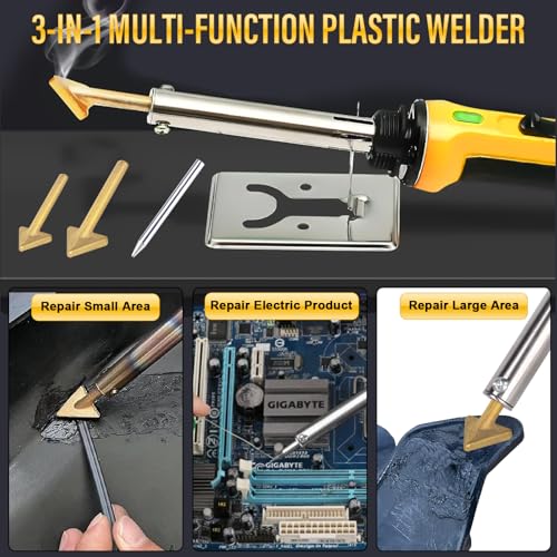 150W Plastic Welder Kit, 3-Speed Temperature Control Plastic Welding Kit, Professional Plastic Weld Tool With 70pcs Welding Rods,3Tips,Portable Plastic Repair Kit For Car Bumper,Kayak Repairs (Yellow) | Plastic Weld With 3 Tips, 70pcs Rods, Portable Bumpe