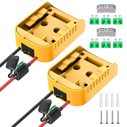 2 Pack Power Wheel Adapter for Dewalt 20V Battery Adapter with Switch, Fuse & Wire Terminals, 12AWG Wire, Power Wheel Battery Converter for DIY Ride On Truck, RC Car Toys and Robotics - size: 2 Pack-