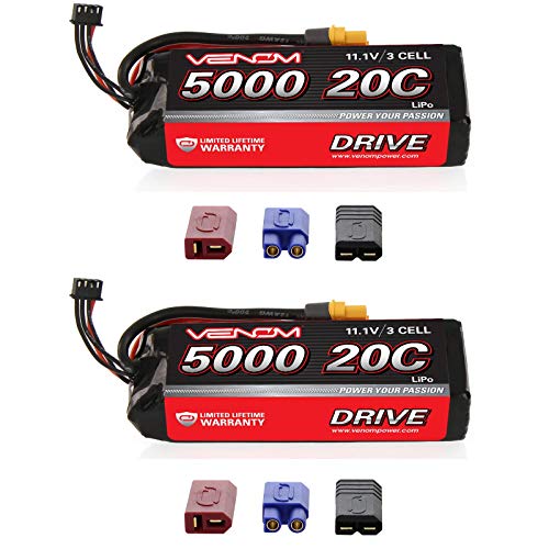 Venom 20C 3S 5000mAh 11.1V LiPo Battery with Universal Plug (EC3/Deans/Tamiya) x2 Packs