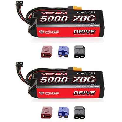 Venom 20C 3S 5000mAh 11.1V LiPo Battery with Universal Plug (EC3/Deans/Tamiya) x2 Packs