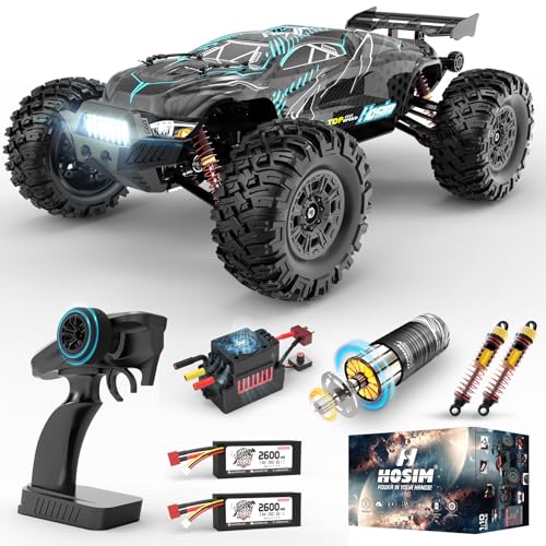 Hosim 1/10 Off Road RC Cars Fast 68KM/H, RTR Brushless RC Car for Adults | High Speed Monster Truck Hobby Remote Control Car, Waterproof RC Truck 4x4 All Terrain Buggy Toy Gift for Boys Age 8+ - color: Upgraded Gray