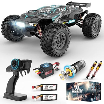 Hosim 1/10 Off Road RC Cars Fast 68KM/H, RTR Brushless RC Car for Adults | High Speed Monster Truck Hobby Remote Control Car, Waterproof RC Truck 4x4 All Terrain Buggy Toy Gift for Boys Age 8+ - color: Upgraded Gray