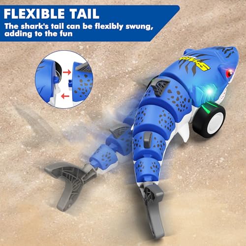 Remote Control Shark Car Toy for Kids, 360° Stunt Drift All Terrains Lights | 2.4GHz Rechargeable Electric RC Simulation Shark Stunt Car, Birthday Christmas Outdoor Gifts for 6,7,8,9,10-12 Boys Girls