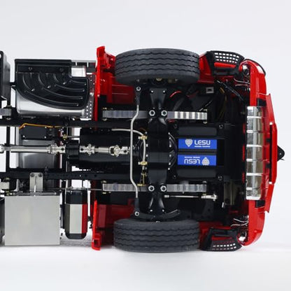 LESU wheelfun 1/14 RC Tractor Truck for 3363 1851 Heavy Metal Chassis 3-Speed Transmission Lock Differential Front Hook Equipment Rack Light Sound I6S Radio Construction Vehicle Hobby Grade Model