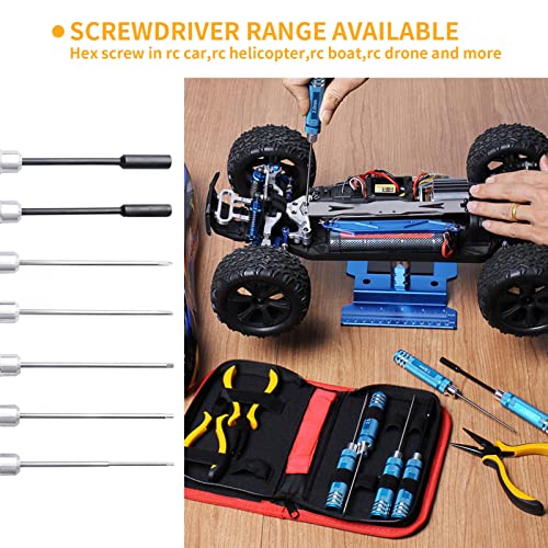RC Tool Kit & Screw Kit Hardware Set (Flat, Phillips, Hex), Pliers, Wrench, Repair Tools for Quadcopter Drone Airplane Accessories Compatible with Traxxas Arrma Axial Redcat Losi Models