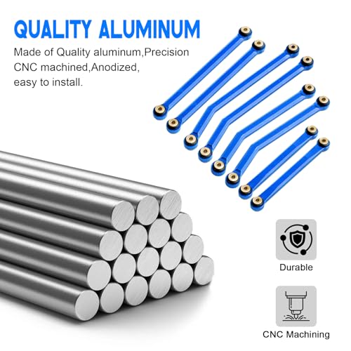 High Clearance Steering Links Set for Axial SCX24 C10 AXI00001 Wrangler JLU AXI00002, 8PCS (Blue) - color: Blue
