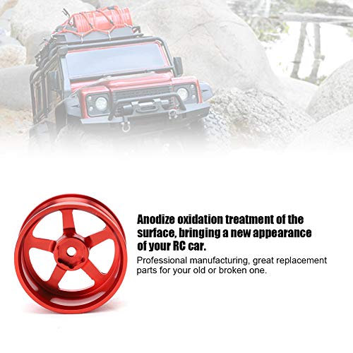 4 Pcs RC Wheel Hub, Aluminum Alloy Wheel Hub Accessory RC Parts Wheels Upgrade Parts Fit for HSP 94123 Touring Drift Car - color: Red
