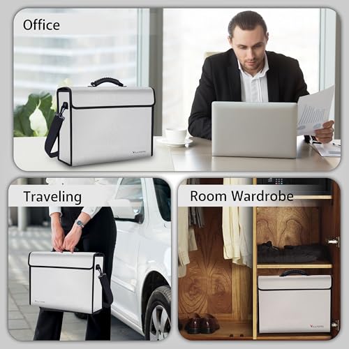 Fireproof Document Bag - 2000°F Heat Resistant & Thermal Insulated Fireproof Bag for Documents with Lockable Zipper for Documents, Cash & Valuables - Fireproof Box for Home, Office, and Travel Use - color: Grey Bag