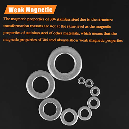 HELIFOUNER 600 Pieces 9 Sizes 304 Stainless Steel Flat Washers Assortment Kit (M2 M2.5 M3 M4 M5 M6 M8 M10 M12) - size: M2-M12 Assortment