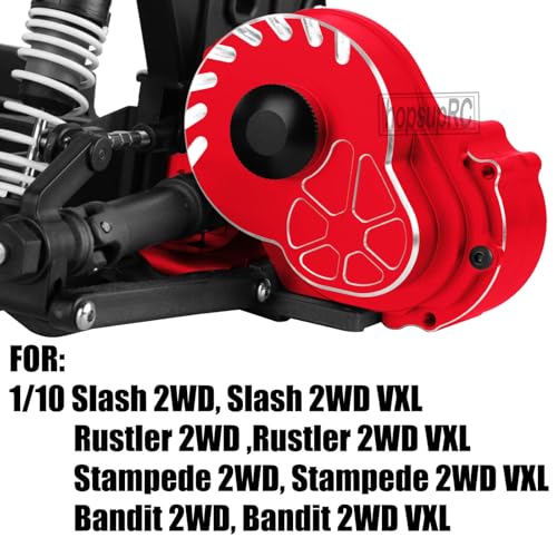 Metal Magnum 272R Assembled Transmission Upgrades Part for 1/10 Slash/Rustler/Stampede/Bandit 2WD VXL. Gearbox Transmission Bundle with Tooth Spur Gear Hops Up. #9495(Red) - color: Red(for 1/10)