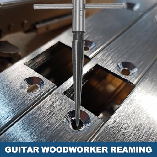uxcell 2Pcs t Hand Tapered Reamer Tool, 1/8"-1/2" (3-13mm) & 3/16''-5/8'' (5-16mm) 6 Fluted Chamfer Reaming Tool Metal Taper Reamers for Woodworker Guitar Luthier Deburring Tools