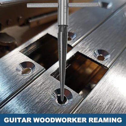 uxcell 2Pcs t Hand Tapered Reamer Tool, 1/8"-1/2" (3-13mm) & 3/16''-5/8'' (5-16mm) 6 Fluted Chamfer Reaming Tool Metal Taper Reamers for Woodworker Guitar Luthier Deburring Tools