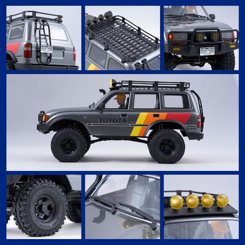 FMS FCX10 1/10 RC Crawler Land Cruiser LC80 Toyota Licensed, 4WD 2.4Ghz RC Rock Crawler, Hobby Grade Off-Road RC with Lighting, Climbing Car Remote Control Car for Adults Grey RS Need to Complete - color: Gray