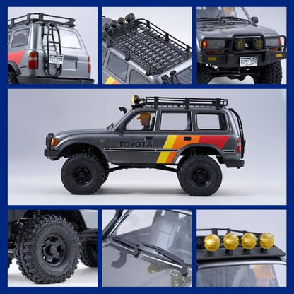 FMS FCX10 1/10 RC Crawler Land Cruiser LC80 Toyota Licensed, 4WD 2.4Ghz RC Rock Crawler, Hobby Grade Off-Road RC with Lighting, Climbing Car Remote Control Car for Adults Grey RS Need to Complete - color: Gray