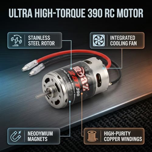 390 28T Brushed Motor,Stainless Steel High Torsion Low Noise Brushed Motor for 1/16 RC Car
