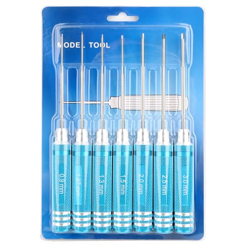1.27mm 1.3mm RC Hex Screwdriver Set - 7 Pieces 0.9mm 1.27mm 1.3mm 1.5mm 2.0mm 2.5mm 3.0mm Repair Tools for Traxxas Arrma Axial Losi Redcat RC Quadcopter Helicopter FPV Racing Drone Cars(Blue) - color: Blue