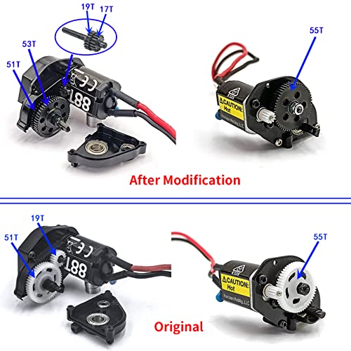 RC 2-Speed Metal Transmission Case Gearbox for 1/24 Axial SCX24 Vehicles | Suit for AXI90081 C10 JLU CRC B-17 AXI00005 AXI00006 Crawler