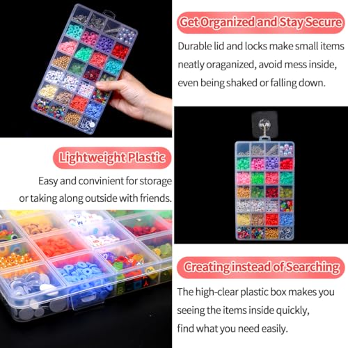 IOOLEEM Bead Organizer Box, 28 Grids 4 Pack Organizer Container Storage | Clear Plastic Dividers for bead arts and crafts for beading & jewelry storage & small items arts and crafts. - size: 28 Grids (4 pack)