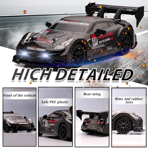 1:24 Scale RC Drift Car,4WD 2.4GHz High Speed Racing Hobby Sport Toy Car Vehicle with LED Lights,Racing and Drift Wheels for Adult Boys Girls Kids Gift (8601-Black) - color: 8601-black