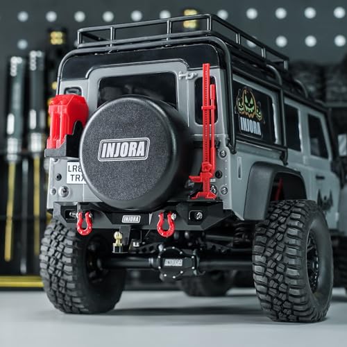 INJORA CNC Aluminum Front and Rear Bumper with Light for 1/18 TRX4M RC - size: Front&Rear