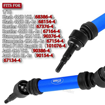 RC #45 Steel Front Rear Driveshaft/Drive Shaft Upgrades Part for 1/10 Slash,Rustler,Stampede,Jat0 4WD 4X4 VXL,F0rd F15O Rapt0r R 4WD,CVD Axles with Hex(#9051#9052) Navy Blue - color: Navy Blue-(Upgrades）