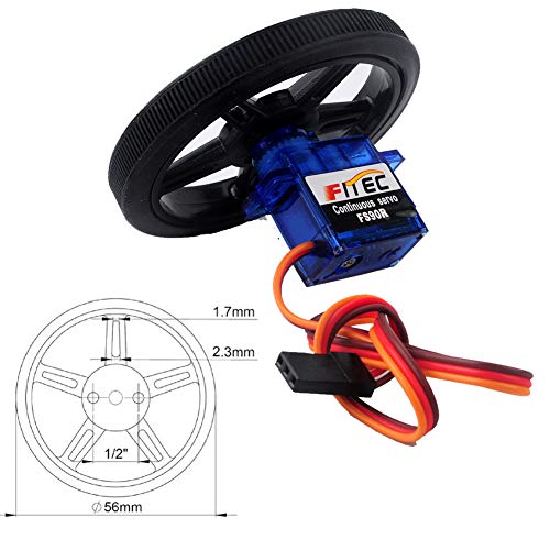 FS90R Micro Continuous Rotation Servo Analog Motor 360 Degree + RC Tire Wheel for Arduino Microbit Smart Car Robot (Pack of 2) | (Pack of 2) FS90R Micro 9g Continuous Rotation Servo 360 Degree Analog Motor + Wheel for Arduino