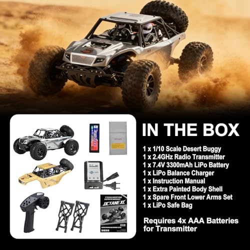 Octane 1/10 Scale 4WD Brushless High-Speed RC Cars for Adults, 55+ KM/H RTR Remote Control Car, Off-Road Electric Sand Buggy for Desert/Rock Crawling - Ready to Run
