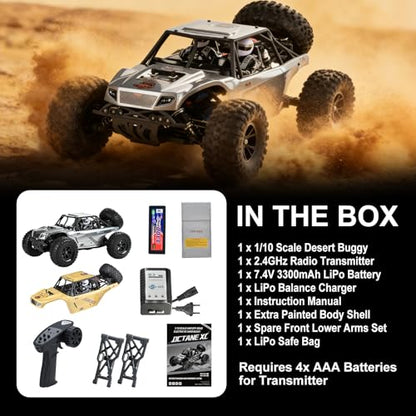 Octane 1/10 Scale 4WD Brushless High-Speed RC Cars for Adults, 55+ KM/H RTR Remote Control Car, Off-Road Electric Sand Buggy for Desert/Rock Crawling - Ready to Run
