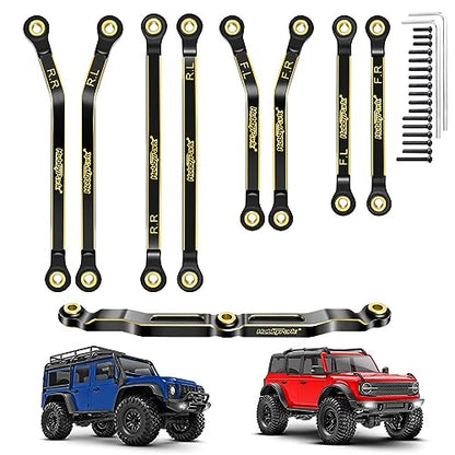 Hobbypark Brass High Clearance Links Set & Full Clearance Steering Link Steering Rod Tie for TRX4M Upgrades Parts, Replacement of 9742R Suspension Links, Compatible with Bronco Defender